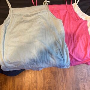 Old Navy Light Blue, Pink, and White Tank Tops